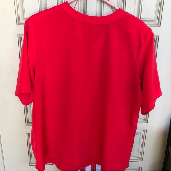 Plus Worthington Sz1XXL Polyester Blouse Short Sleeve Red Simple - Picture 1 of 8
